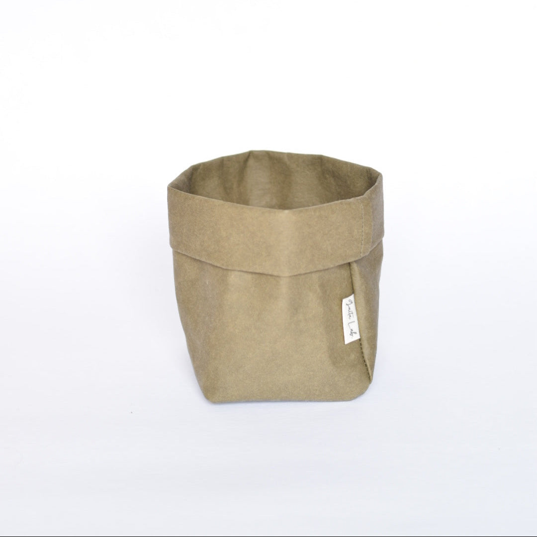 Small washable paper basket in deep olive– Gaita Lab